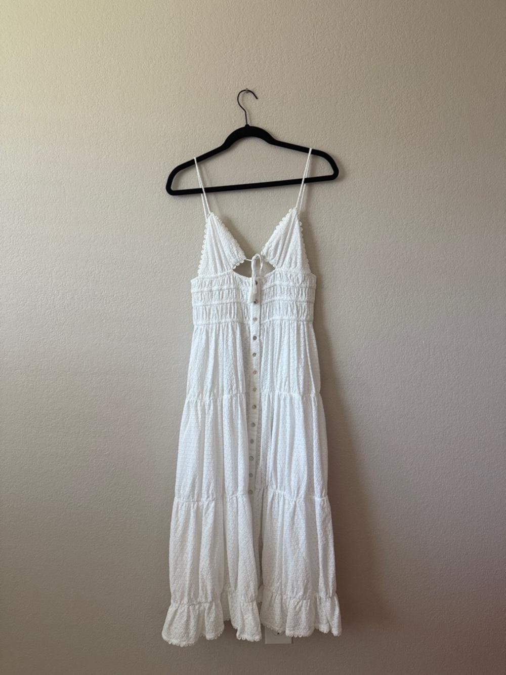 Tularosa White Tiered Maxi Dress with Spaghetti Straps - Picture 2 of 6